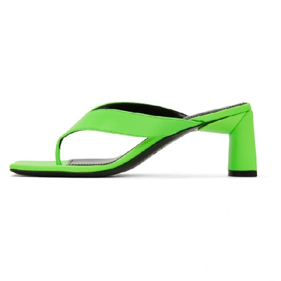 Shop Balenciaga Green Double Square Sandals In 3710 Fluo G