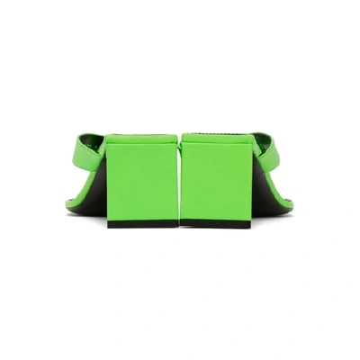 Shop Balenciaga Green Double Square Sandals In 3710 Fluo G