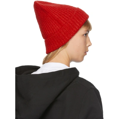 WE11DONE 红色徽标毛线帽