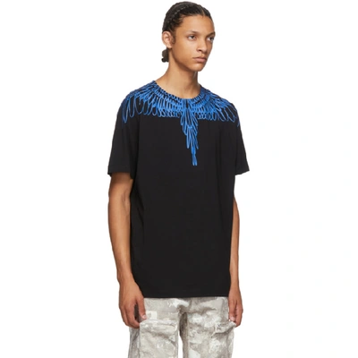 Shop Marcelo Burlon County Of Milan Black And Blue Pictorial Wings T-shirt In Black Blue