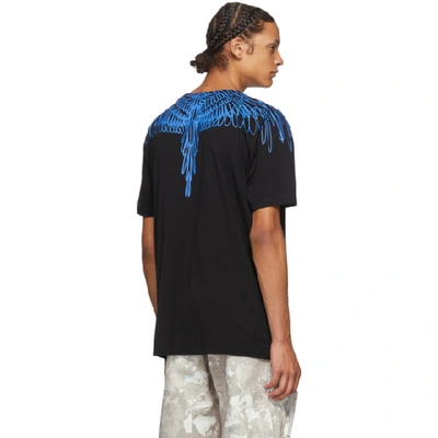 Shop Marcelo Burlon County Of Milan Black And Blue Pictorial Wings T-shirt In Black Blue