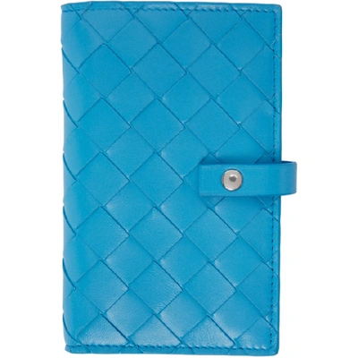 Shop Bottega Veneta Blue Intrecciato Medium French Wallet In 4611 Swimmi