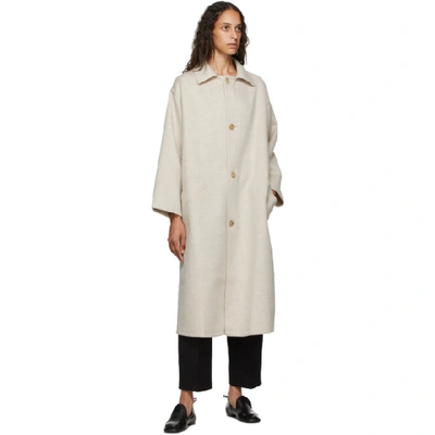 Shop Arch The Beige Silk And Cashmere Coat In L Beige