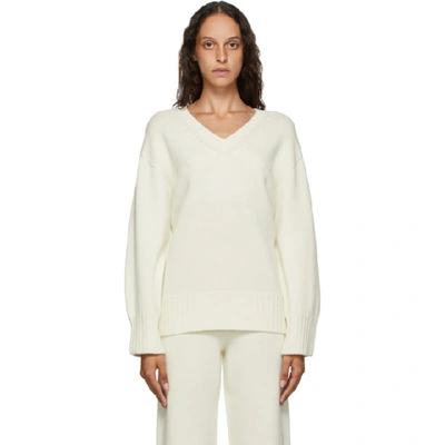 Shop Arch The Off-white Cashmere And Wool V-neck Sweater In Ivory