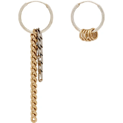 Shop Justine Clenquet Silver & Gold Jane Hoop Earrings In Pallad/gold