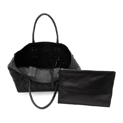 Shop Bottega Veneta Black Intrecciato Leather Tote In 8803 Black