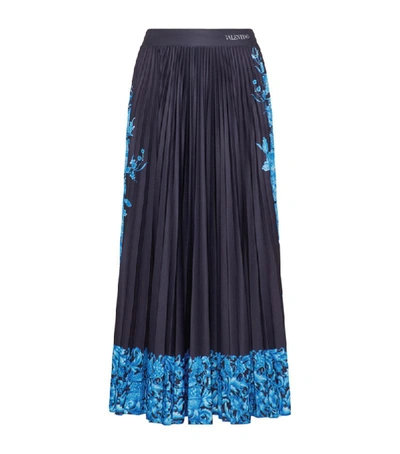 Shop Valentino Floral Pleated Midi Skirt