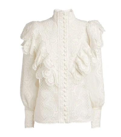 Shop Zimmermann Lace-embroidered Glassy Blouse