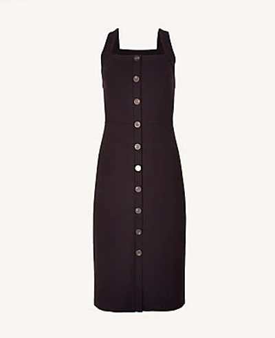 Shop Ann Taylor Ribbed Button Sheath Dress In Black