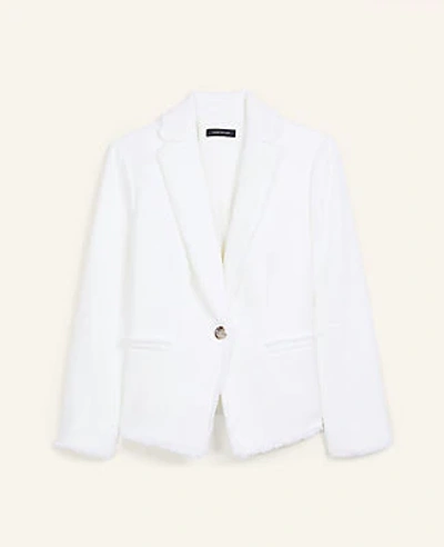 Shop Ann Taylor The Newbury Blazer In Fringe Tweed In Winter White