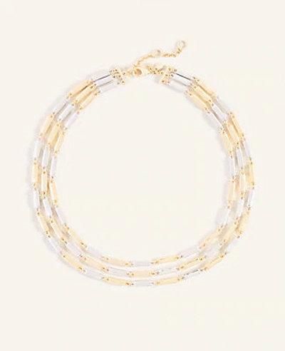 Shop Ann Taylor Metallic Bar Station Necklace In Gold