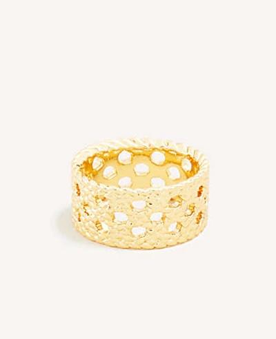 Shop Ann Taylor Basketweave Ring In Gold