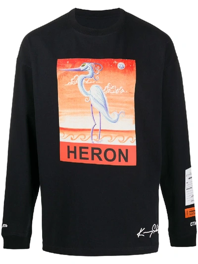 Shop Heron Preston Crew Neck Printed Logo Sweater In Blue