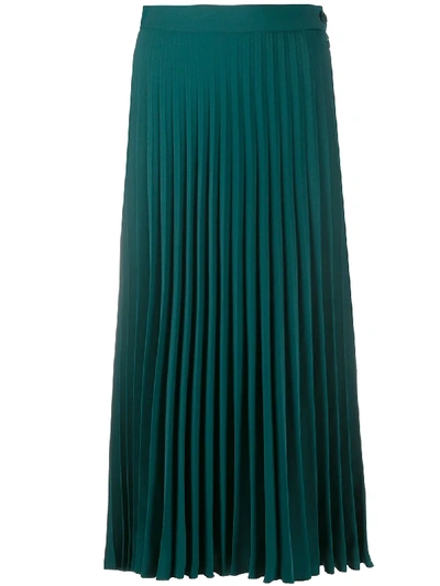 Shop Mm6 Maison Margiela Pleated Midi Skirt In Green