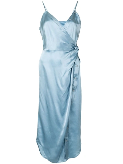 Shop Alexander Wang T Twist Detail Silk Dress In Blue