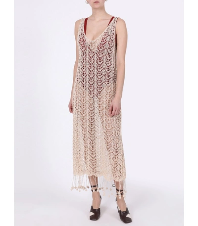 Shop Jil Sander Pompom-hem Crochet Dress In Neutral