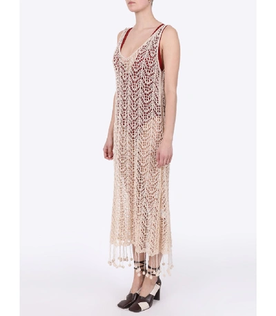 Shop Jil Sander Pompom-hem Crochet Dress In Neutral