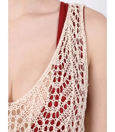 Shop Jil Sander Pompom-hem Crochet Dress In Neutral