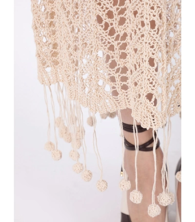 Shop Jil Sander Pompom-hem Crochet Dress In Neutral