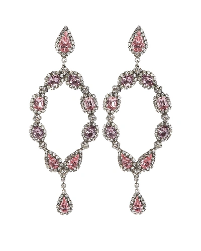 Shop Dannijo Ansel Crystal-embellished Drop Earrings In Pink