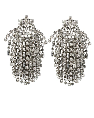 Shop Dannijo Kane Crystal Fringe Earrings In Silver
