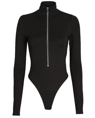 Shop Marissa Webb Zip Front High Neck Bodysuit In Black