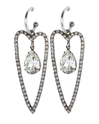 Shop Dannijo Alice Crystal Heart Earrings In Silver