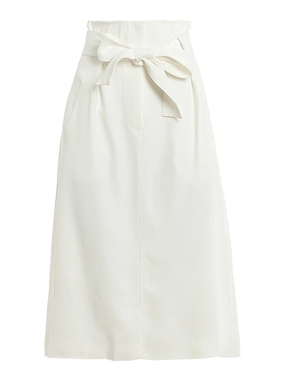Shop Elisabetta Franchi Gabardine High Waisted Skirt In White
