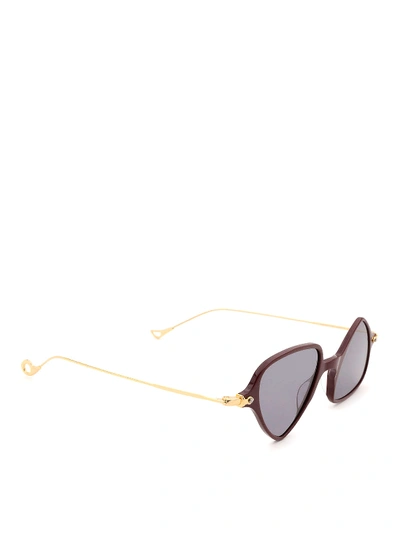 Shop Eyepetizer Twiggy Asymmetric Triangular Sunglasses In Burgundy