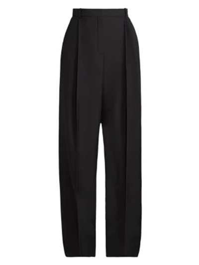 Shop Nina Ricci Oversized Wool Trousers In Black