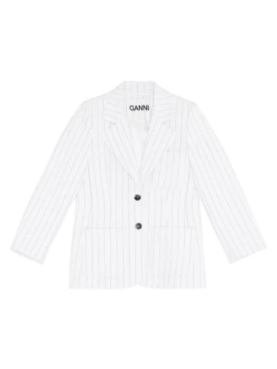 Shop Ganni Suiting Blazer In Egret