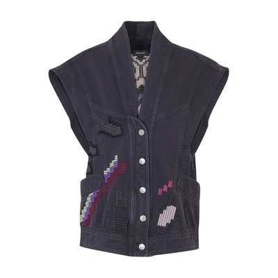 Shop Isabel Marant Erilane Sleeveless Jacket In Faded Night