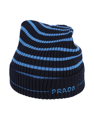 Shop Prada Hat In Dark Blue