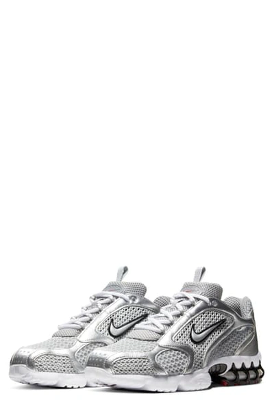 Shop Nike Air Zoom Spiridon Cage 2 Sneaker In Light Smoke Grey/ Silver/ Red
