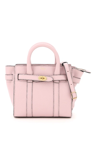 Shop Mulberry Micro Zipped Bayswater Handbag In Powder Pink (pink)