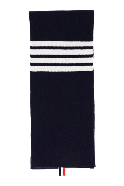 Shop Thom Browne 4-bar Stripe Scarf In Navy (blue)