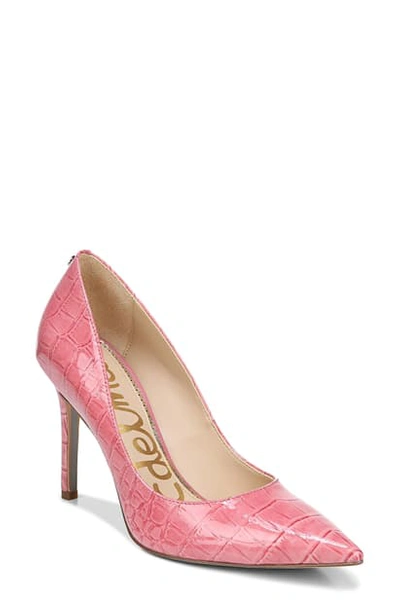 Shop Sam Edelman Hazel Pointed Toe Pump In Raspberry Croc Print