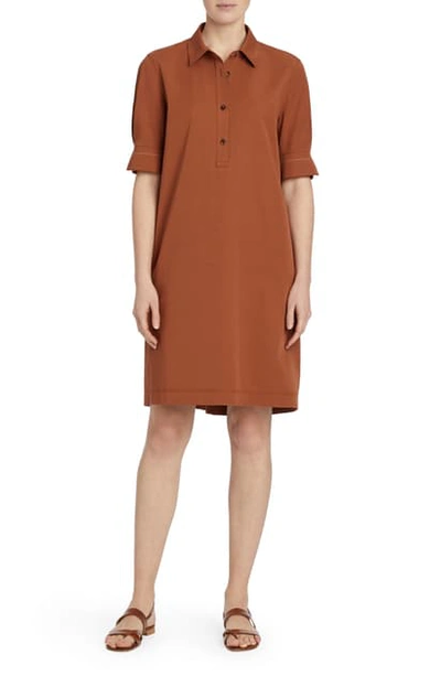 Shop Lafayette 148 Boyes Stretch Cotton Polo Dress In Ochre