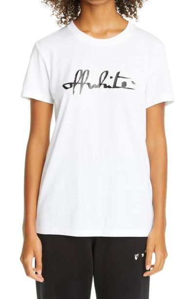 Shop Off-white Script Logo Cotton Tee In White/ Black