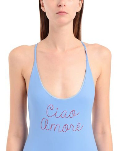 Shop Giada Benincasa Woman One-piece Swimsuit Sky Blue Size Xs Polyamide, Elastane