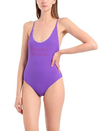 Shop Giada Benincasa One-piece Swimsuits In Purple