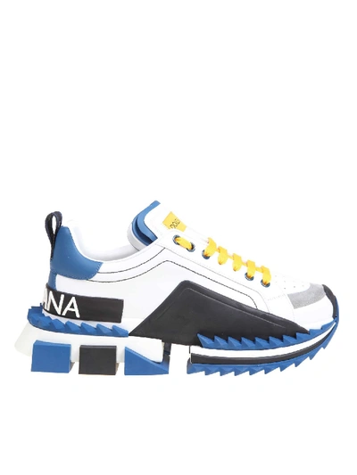 Shop Dolce & Gabbana Super King White Blue And Black Sneakers