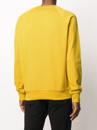 Shop Balmain Sweatshirt Round Neck Logo College In Yellow