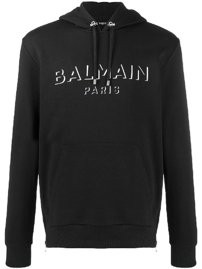 Shop Balmain Cotton Sweatshirt In Black