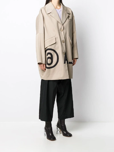 Shop Mm6 Maison Margiela Oversize Coat In Beige