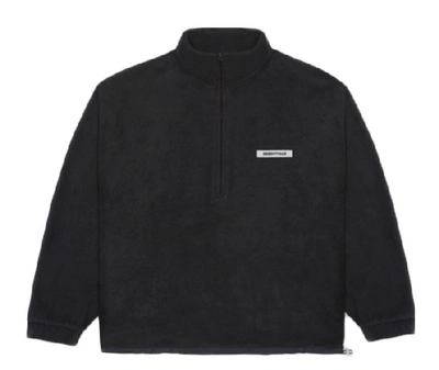 Pre-owned Fear Of God Essentials Polar Fleece Half-zip Sweater Dark Slate/stretch Limo/black