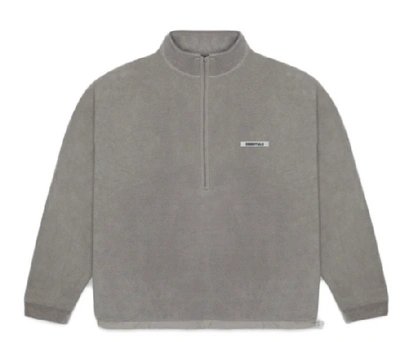 Pre-owned Fear Of God Essentials Polar Fleece Half-zip Sweater Grey Flannel/charcoal