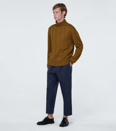 Shop Jil Sander Cropped Wool Pants In Blue