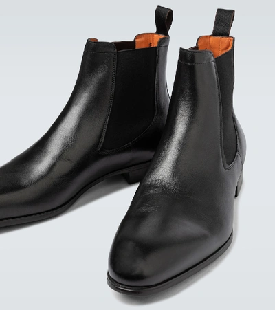 Shop Santoni Chelsea Leather Boots In Black