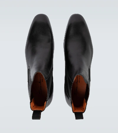 Shop Santoni Chelsea Leather Boots In Black